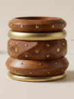 Brass-Studded Wooden Bangles Set of 5
