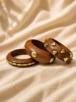 Brass-Studded Wooden Bangles Set of 3