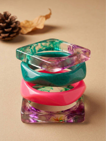 Resin Marble Bangles Set of 4 for Women