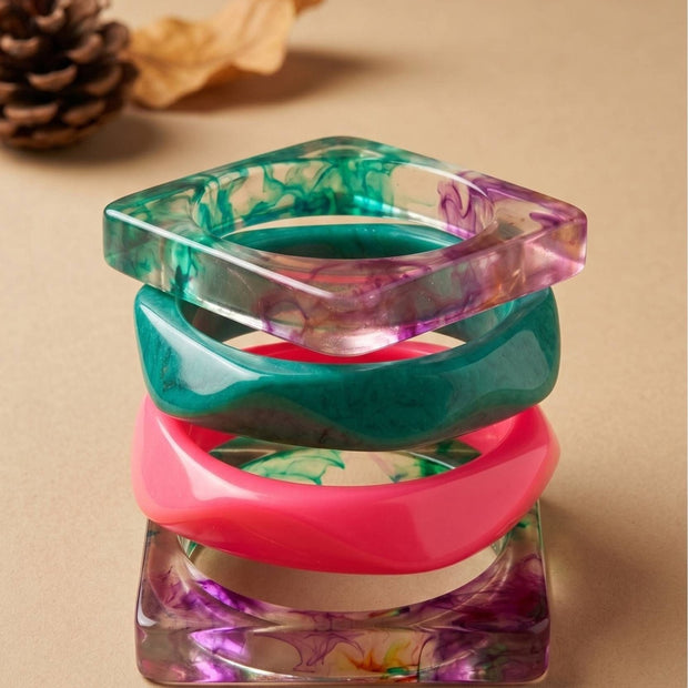 Resin Marble Bangles Set of 4 for Women