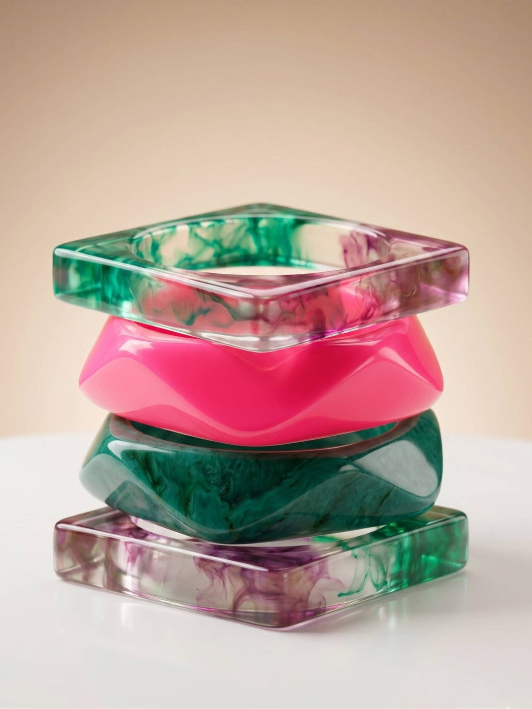 Resin Marble Bangles Set of 4 for Women