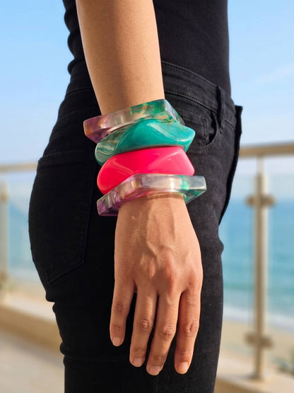 Resin Marble Bangles Set of 4 for Women