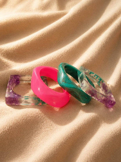 Resin Marble Bangles Set of 4 for Women