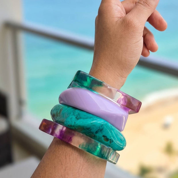 Marble Resin Bangles for Women Set of 4