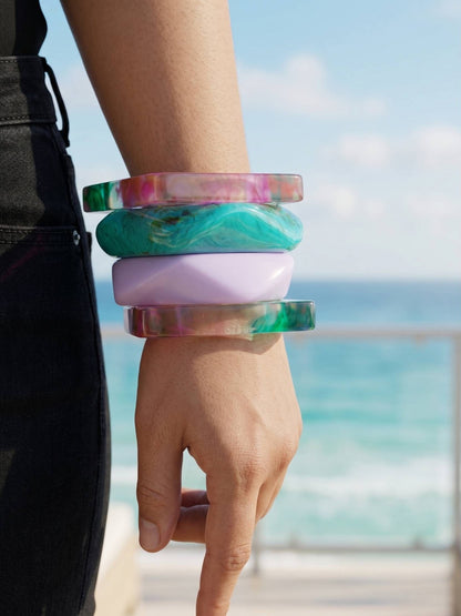 Marble Resin Bangles for Women Set of 4