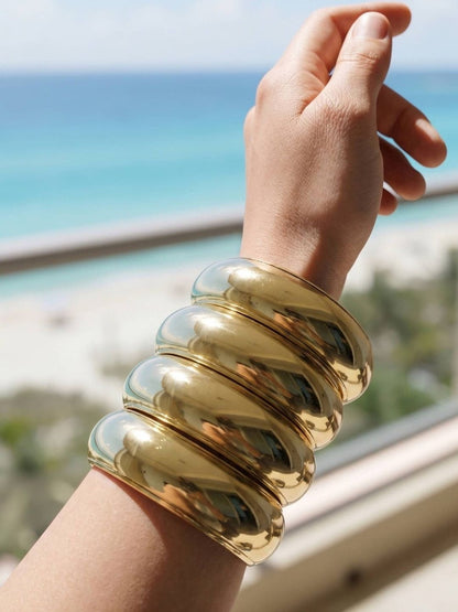 Gold-Plated Dome Bangles for Women Set of 4