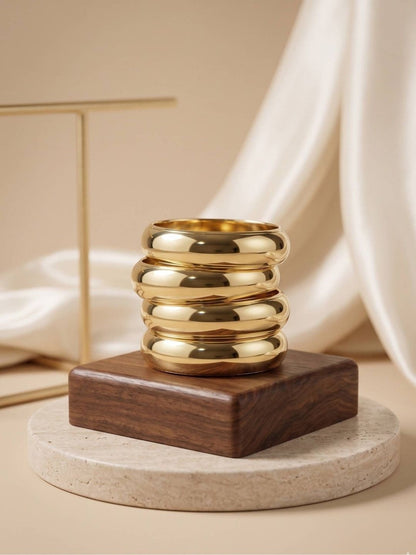 Gold-Plated Dome Bangles for Women Set of 4