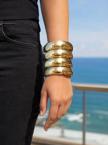 Gold-Plated Dome Bangles for Women Set of 4