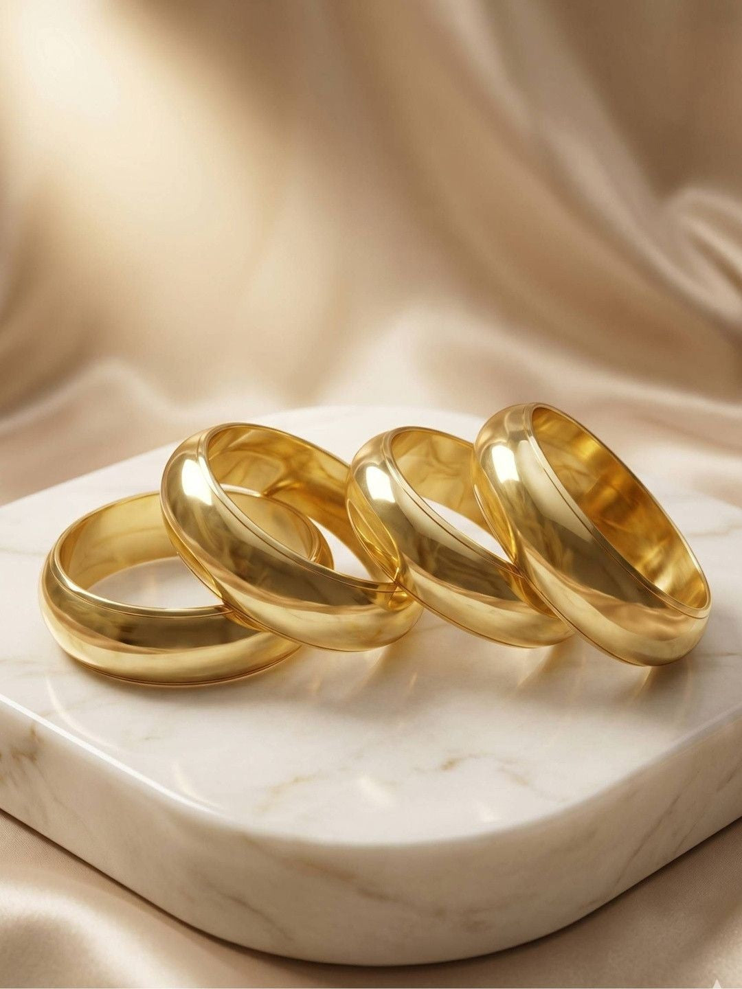 Gold-Plated Dome Bangles for Women Set of 4