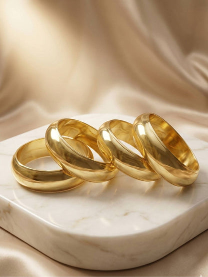 Gold-Plated Dome Bangles for Women Set of 4