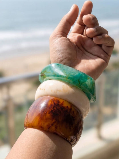 Marble-Finish Resin Bangle Set of 3
