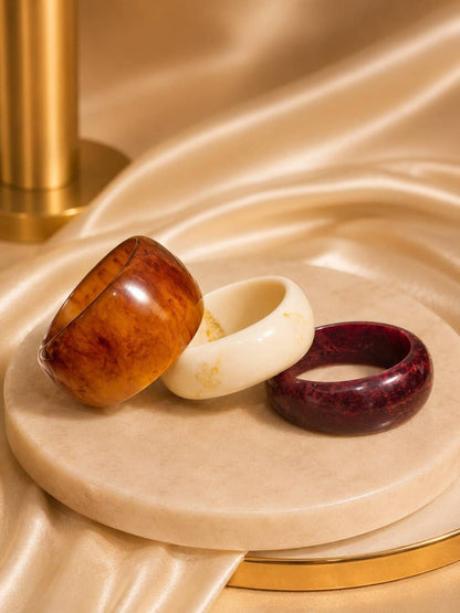 Marble-Finish Resin Chunky Bangles Set of 3