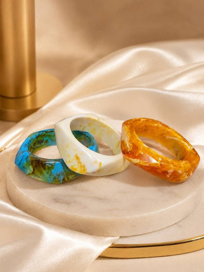 Marbled Resin Bangles for Women Set of 3