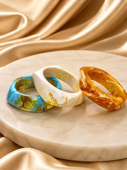Marbled Resin Bangles for Women Set of 3