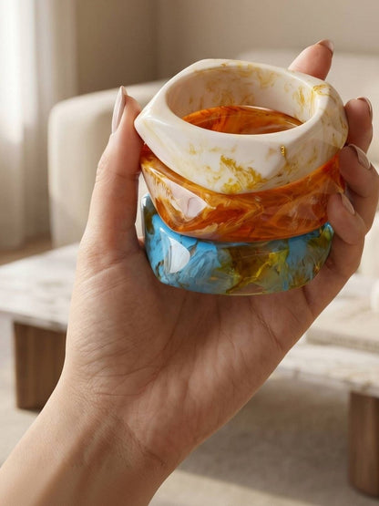 Marbled Resin Bangles for Women Set of 3