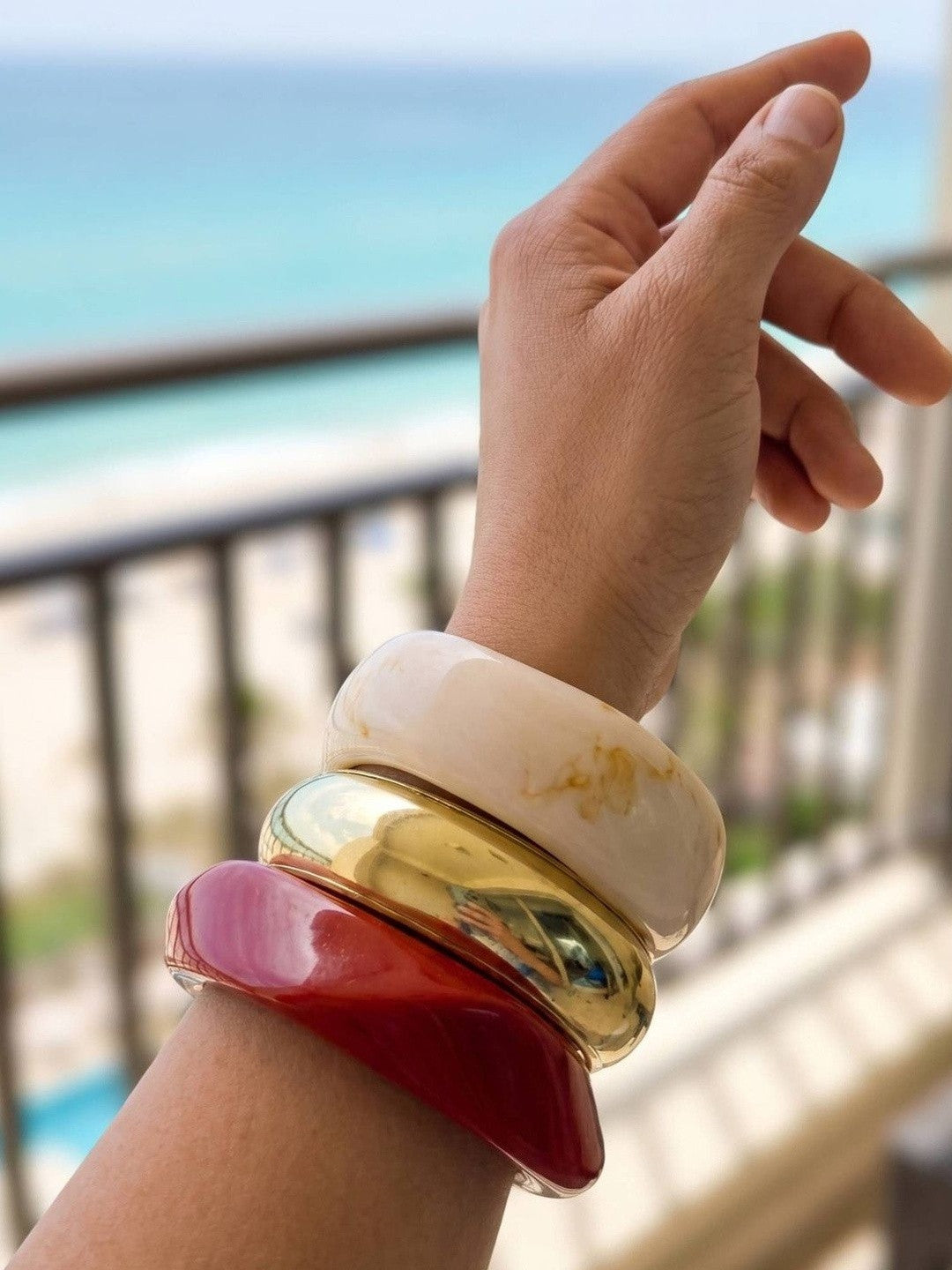 Resin & Gold-Tone Brass Bangle Set of 3