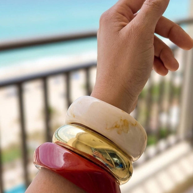 Resin & Gold-Tone Brass Bangle Set of 3