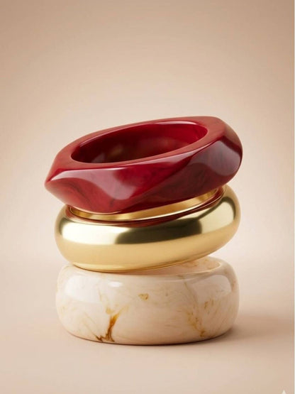 Resin & Gold-Tone Brass Bangle Set of 3