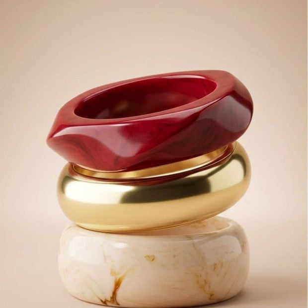 Resin & Gold-Tone Brass Bangle Set of 3