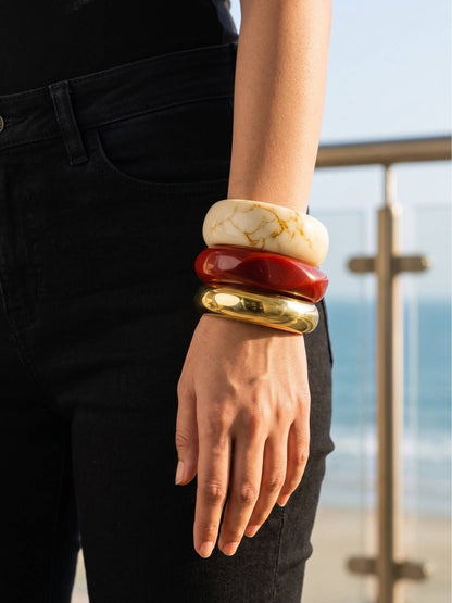 Resin & Gold-Tone Brass Bangle Set of 3