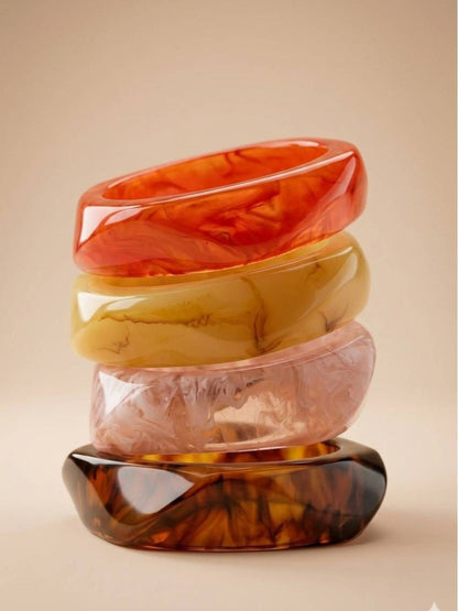 Marbled Resin Chunky Bangles Set of 4