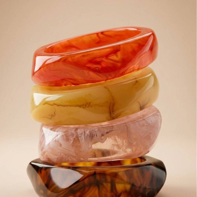 Marbled Resin Chunky Bangles Set of 4