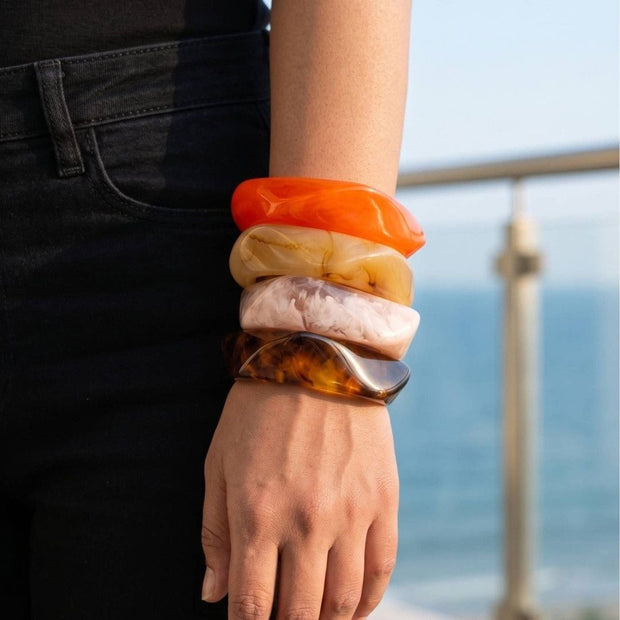 Marbled Resin Chunky Bangles Set of 4