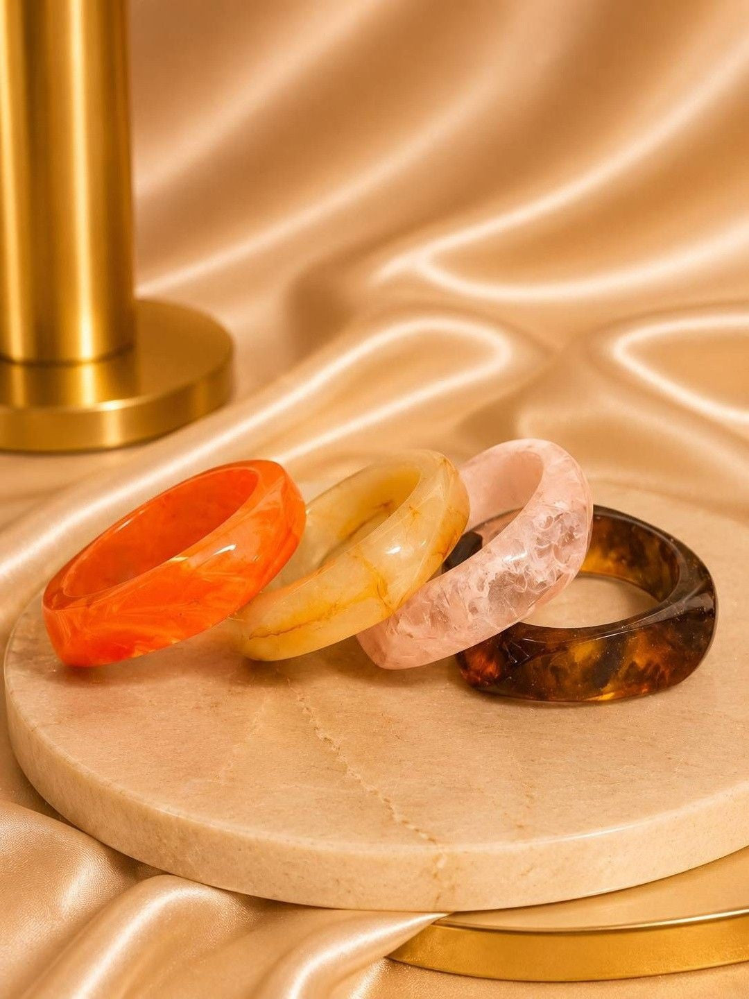 Marbled Resin Chunky Bangles Set of 4