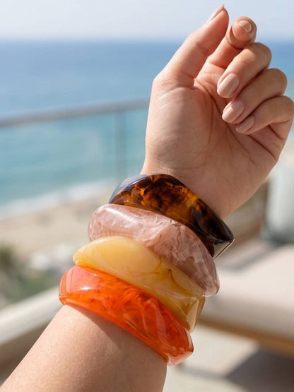 Marbled Resin Chunky Bangles Set of 4