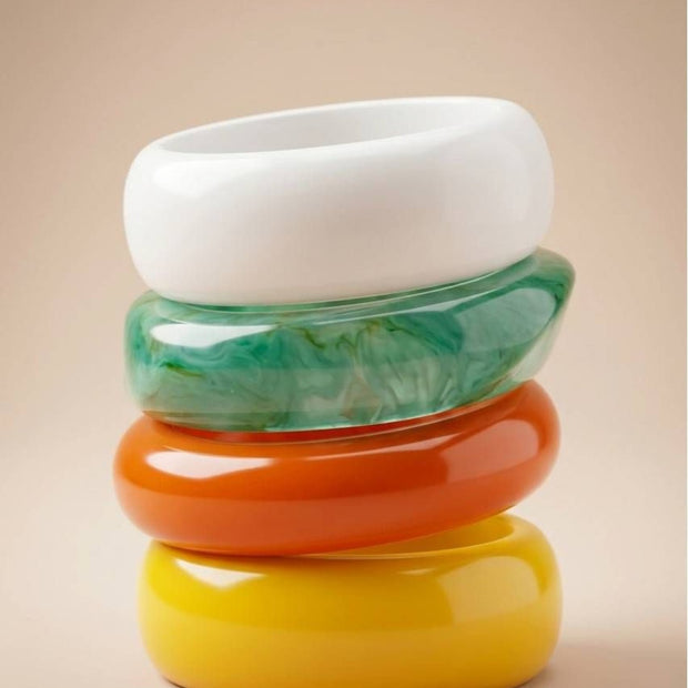 Colourful Resin Chunky Bangles Set of 4