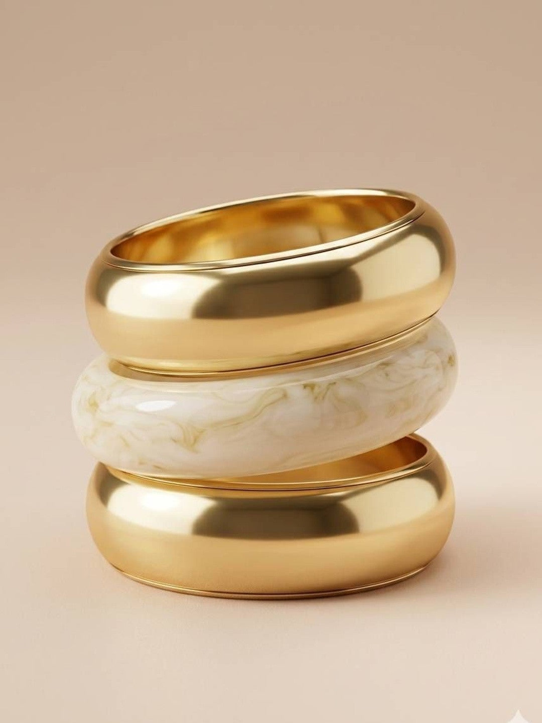 Gold-Plated Resin Marble Bangles Set of 3