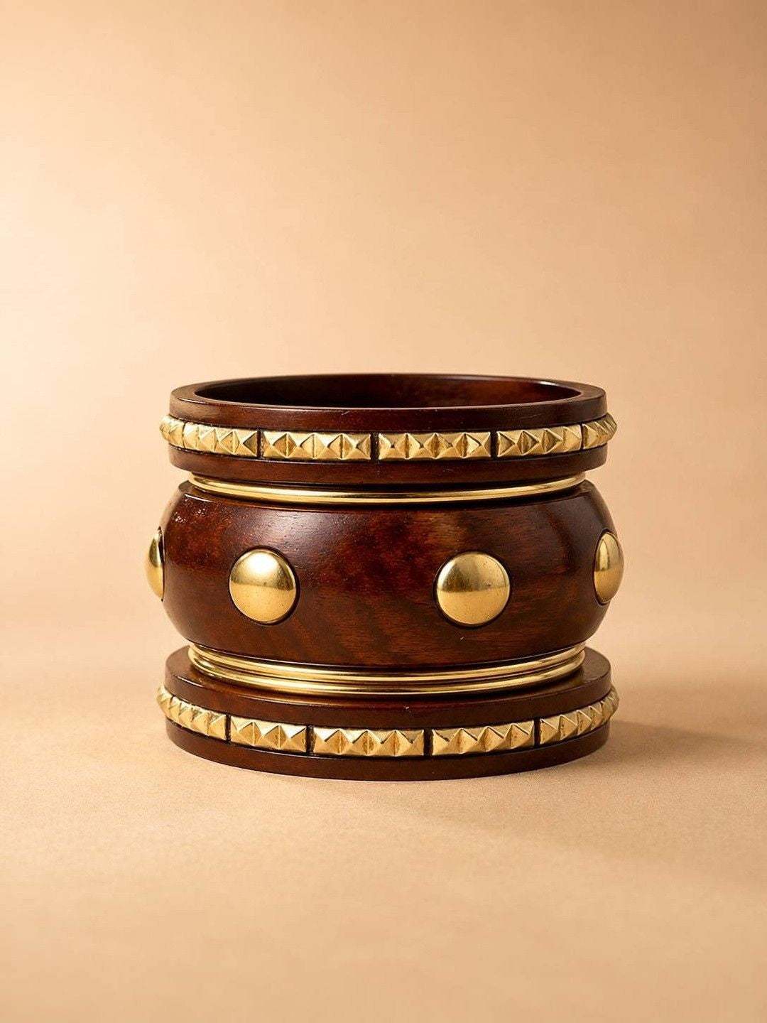 Gold-Tone Wooden Bangles Set of 7