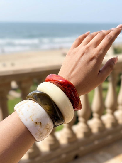 Marble-Finish Resin Chunky Bangles Set of 4