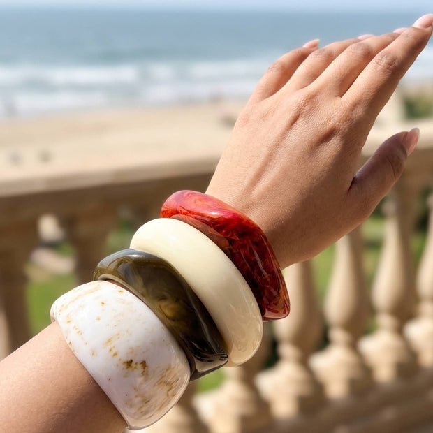 Marble-Finish Resin Chunky Bangles Set of 4