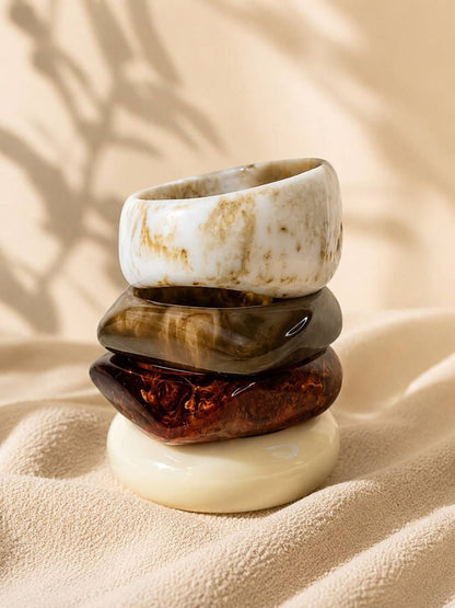 Marble-Finish Resin Chunky Bangles Set of 4