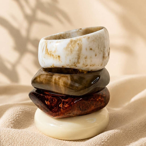 Marble-Finish Resin Chunky Bangles Set of 4
