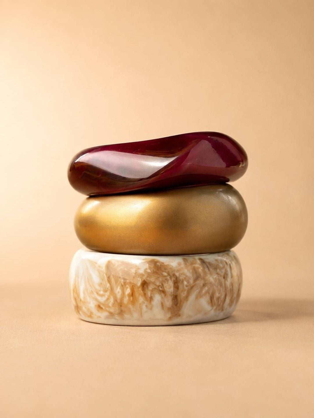Resin & Gold-Finish Bangles Set of 3