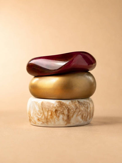Resin & Gold-Finish Bangles Set of 3