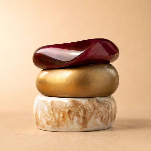 Resin & Gold-Finish Bangles Set of 3