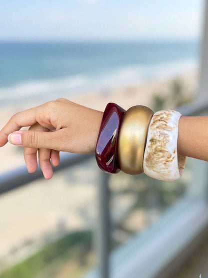 Resin & Gold-Finish Bangles Set of 3