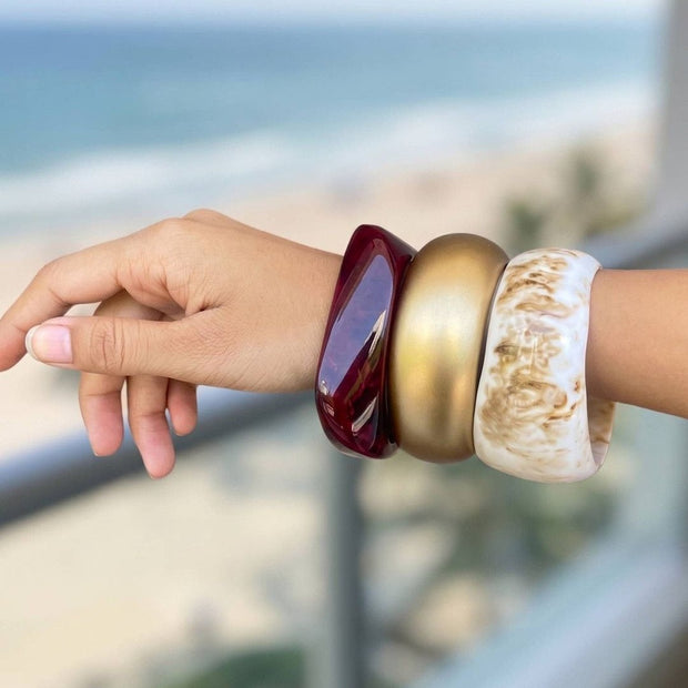 Resin & Gold-Finish Bangles Set of 3