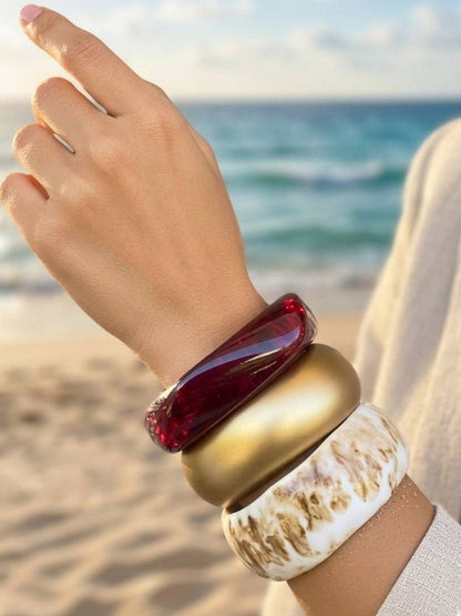 Resin & Gold-Finish Bangles Set of 3