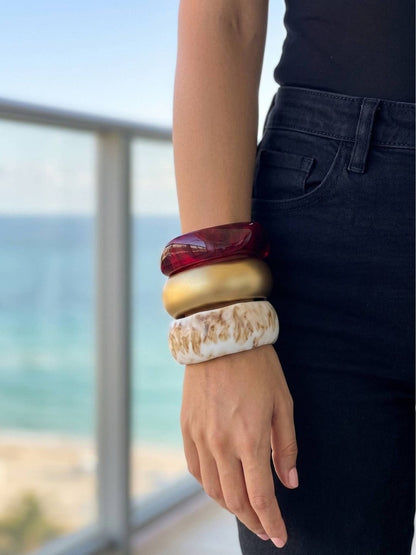 Resin & Gold-Finish Bangles Set of 3