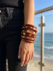 Brass-Studded Wooden Bangles Set of 5