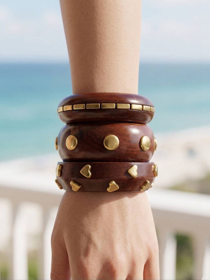 Gold-Toned Wooden Bangles Set of 3