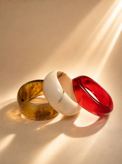 Resin Chunky Bangles for Women Set of 3