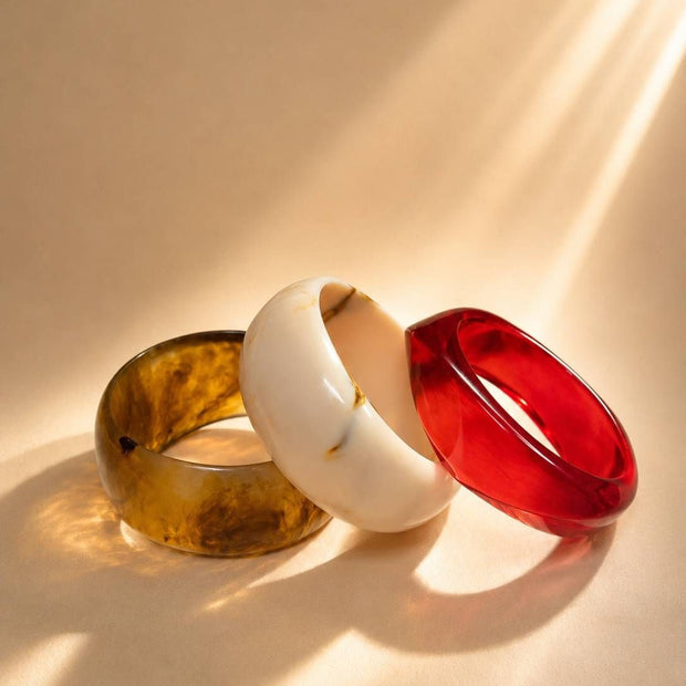 Resin Chunky Bangles for Women Set of 3