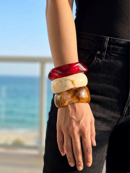 Resin Chunky Bangles for Women Set of 3