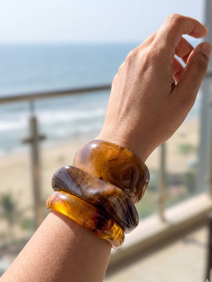 Marble Resin Bangles for Women Set of 3