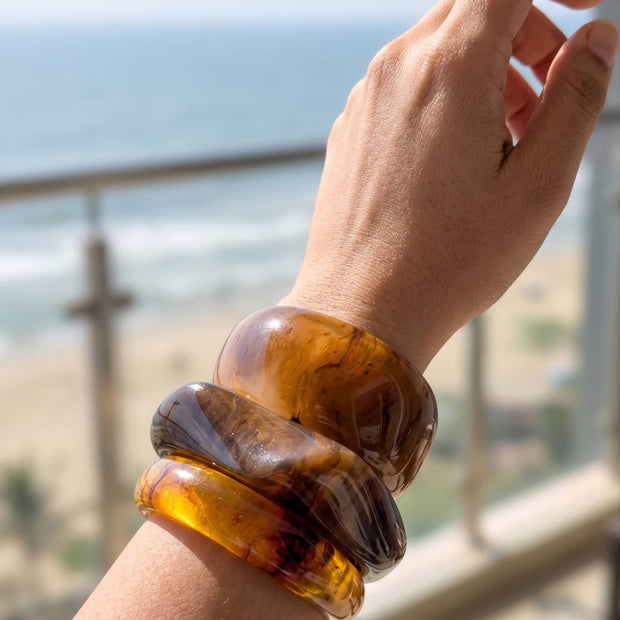 Marble Resin Bangles for Women Set of 3